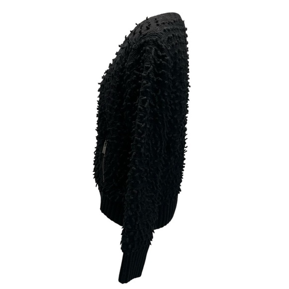 Anine Bing Black Wool Blend Bauble 3D Textured Zipper Front Jacket Coat Womens S - Picture 8 of 16